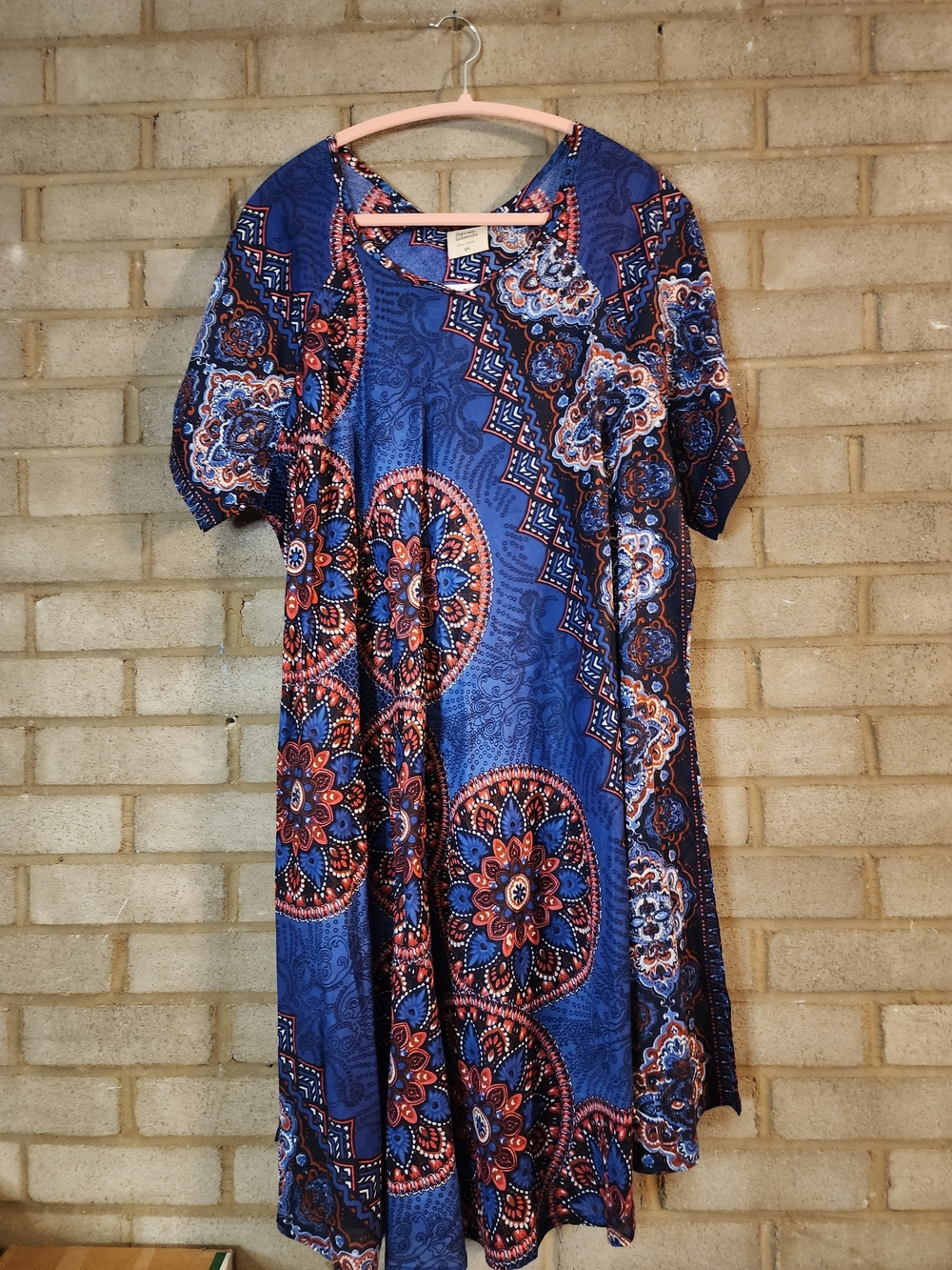 Nwt Seven Islands Blue Printed Short Sleeve A-Line Dress
